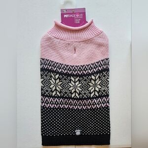 NWT Nordic Pink and Black Dog Sweater with Fair Isle Patterns Med